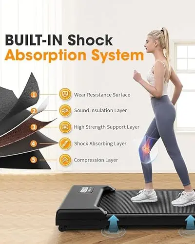 THAILE Walking Pad, Under Desk Treadmill 330 lbs Capacity, 3 in 1 Portable Treadmills for Home, Office with LED Display, 2.5 HP Mini Treadmill for Small Spaces 6