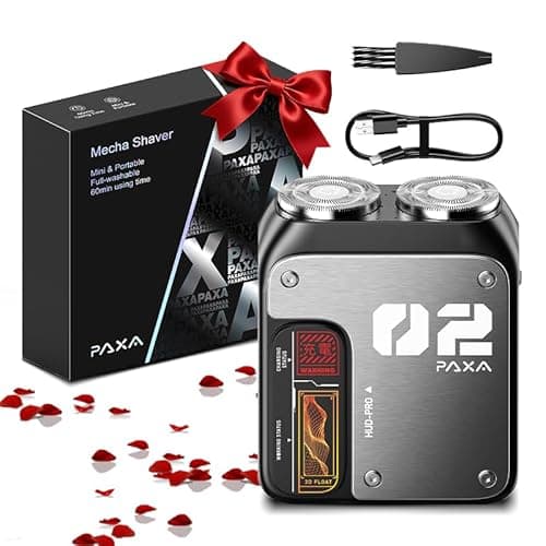 PAXA Mini Electric Shaver for Men,9000Rpm Electric Razor for Men,Magnetic Dual-Head Rotary Pocket Shaver IPX7 Waterproof Wet & Dry for Shaving Face,USB-C Rechargeable for Home,Car,Travel(Gray)
