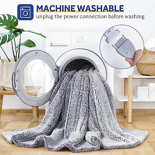 SEALY Electric Blanket Heated Throw 50"x60" Soft Double Sherpa Super Cozy with 6 Fast Heating Levels & 2-10 Hours Auto-Off, Over-Heat Protection, Machine Washable, Charcoal 7