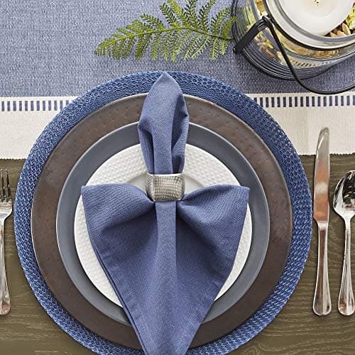 DII Dobby Stripe Woven Table Runner, 13x72-inch, French Blue 9
