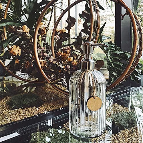 JASAI 18 Oz Clear Glass Soap Dispenser with Rust Proof Stainless Steel Pump, Refillable Liquid Hand soap Dispenser for Bathroom, Premium Kitchen Soap Dispenser (Clear). 6