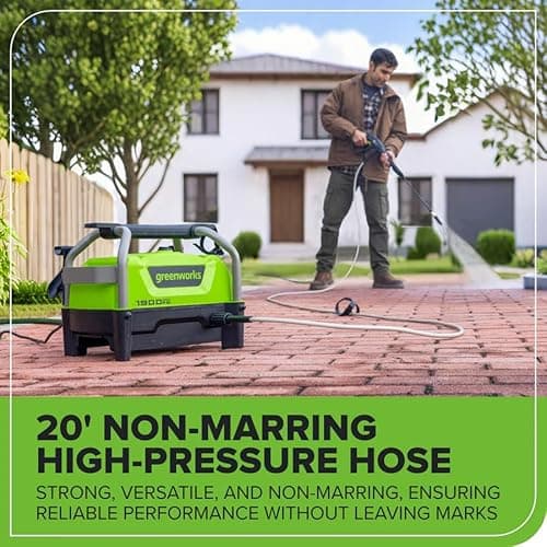 Greenworks 1900 PSI (SGS Certified) 1.2 GPM 13Amp Portable Compact Electric Pressure Washer, Power Washer for Cars, Driveways, Patios, Patio Furniture & Around Pools 11