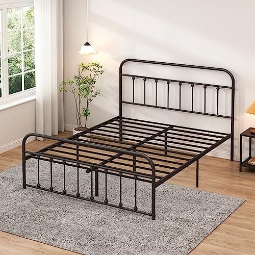 Closadin Classic Metal Platform Bed Frame with Heaboard and Footboard,Strong Metal Slats Support,No Box Spring Needed,Easy Assembly,Full Size,Black 5