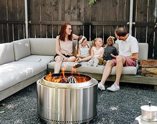 Solo Stove Yukon 2.0, 27 Inch Smokeless Fire Pit with Removable Ash Pan - Wood Burning Portable Stainless Steel Outdoor Fireplace, Stainless Steel, Ideal for 6 or More People, 38 lbs 6