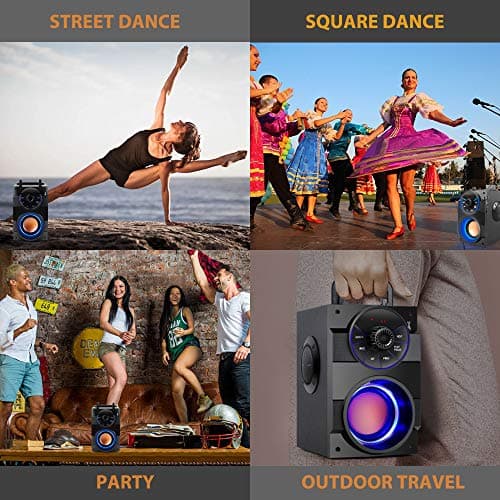 TAMPROAD Bluetooth Speaker, 11W Portable Wireless Speaker with Subwoofer, LED Lights, FM Radio, Remote Control, Booming Bass, MP3 Player Powerful Speakers Suitable for Travel, Indoor and Outdoor 7