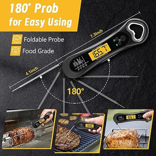 Meat Thermometer Digital, Instant Read Meat Thermometer for Grill and Cooking, with Bottle Opener, Backlight & Calibration Food Thermometer, Kitchen Gadgets for BBQ, Turkey, Candy, Liquids 5