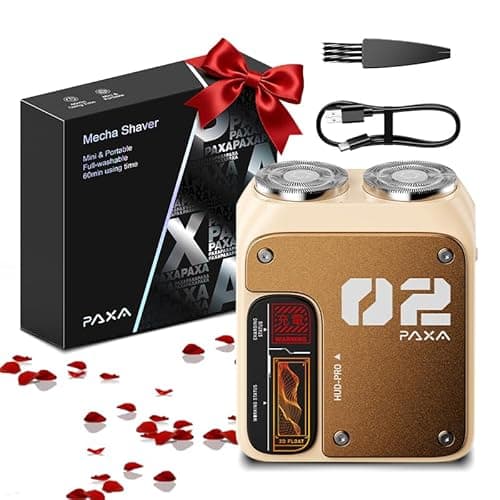 PAXA Mini Electric Shaver for Men,9000RPM Electric Razor for Men,Magnetic Dual-Head Rotary Pocket Shaver IPX7 Waterproof Wet & Dry for Shaving Face,USB-C Rechargeable for Home,Car,Travel(Yellow)