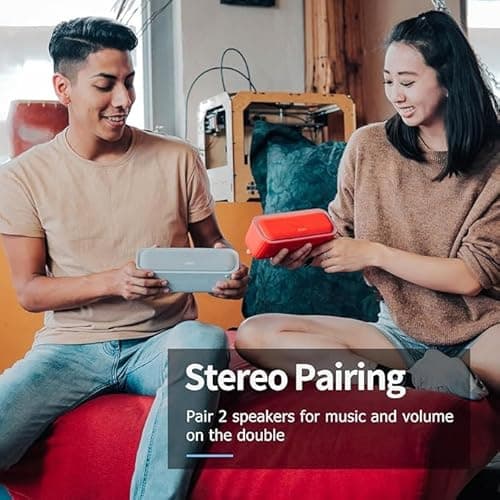 DOSS SoundBox Pro Bluetooth Speaker, 20W Stereo Sound, Active Extra Bass, 20H Playtime, Multi-Colors Lights, TWS Pairing, IPX6 Waterproof for Garden, Hiking, Camping, Outdoor, Party-Black 6