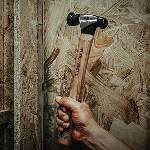 REAL STEEL Ball Peen Hammer with Genuine Hickory Wood Handle 24 Oz Forged Steel Head Ball Pein Hammer 0405 7
