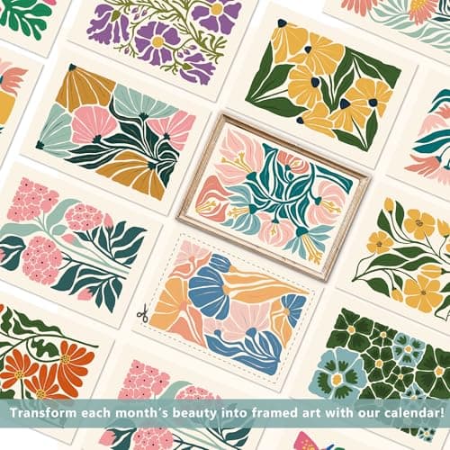 2026 Wall Calendar Art Floral, Aesthetic 18 Months Wall Calendar from January 2026 - June 2027, Unique Modern Hanging Monthly Calendar for Home Office Decor, 8.2" x 23" Open 6