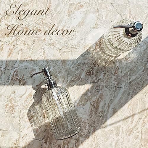 JASAI 18 Oz Clear Glass Soap Dispenser with Rust Proof Stainless Steel Pump, Refillable Liquid Hand soap Dispenser for Bathroom, Premium Kitchen Soap Dispenser (Clear). 7
