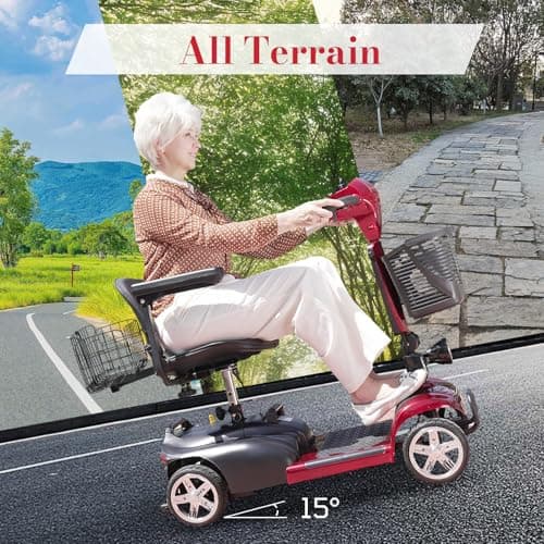 15-45 Miles Ecomobi MS02 4 Wheels Mobility Scooter for Adults/Seniors, 350W Electric Wheelchair Device w/15Ah-25Ah Extended Battery, Dual Baskets, Compact Duty Mobile for Elderly(FSA/HSA Eligible) 6