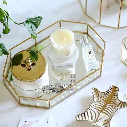 Gold Mirror Decorative Tray for Vanity, Dresser, Bathroom Counter 7