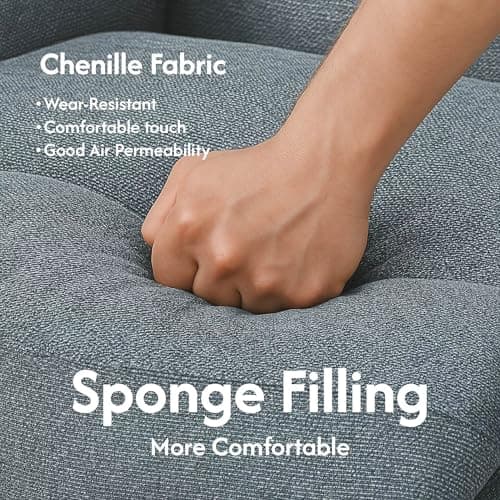 FLEXISPOT Dual Motor Electric Lay Flat Reclining Chair with Massage & Heat, Power Lift Recliner Chair for Elderly with Side Pockets, Fabric Single Sofa for Living Room, Blue-Gry 6