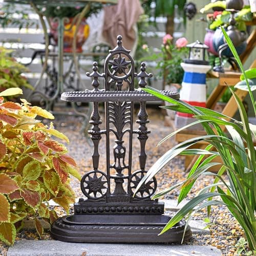 Sungmor Royal Style Cast Iron Umbrella Stand w/Detachable Drip Tray, Heavy Duty Rustic Umbrella Holder for Entryway,Front Door,Hallway,Outside Porch, Decorative Freestanding Umbrella Rack Organizer 7