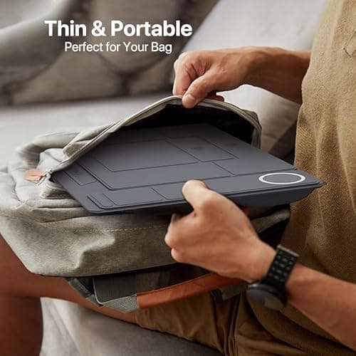 HUANUO Magnetic Laptop Stand for 10-17" Laptops, Portable Foldable Laptop Riser with Phone Holder & Wrist Cushion, Adjustable Ergonomic Computer Stand Desktop Riser 5