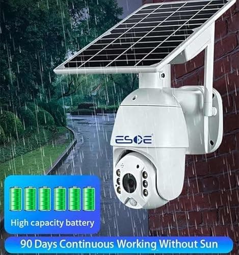 ESOE UBOX APP 2MP WiFi 4G Solar PTZ Camera IP Surveillance 1080P 4G Wireless Panel Battery Power CCTV Solar Camera (1920 x 1080,WiFi) 6