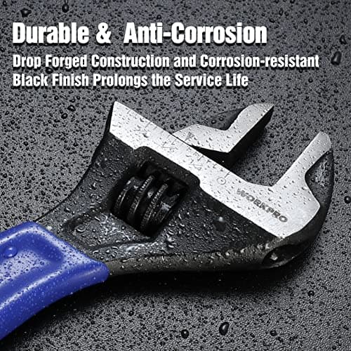 WORKPRO 6-Inch Adjustable Wrench, Wide Jaw Cr-V Steel Black Oxide Finish, for Medium-Size Bolts (M6–M16), Metric & SAE Scales, for Home, Garage, DIY & Workshop Use 5