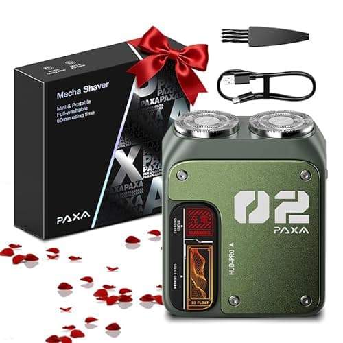 PAXA Mini Electric Shaver for Men,9000Rpm Electric Razor for Men,Magnetic Dual-Head Rotary Pocket Shaver IPX7 Waterproof Wet & Dry for Shaving Face,USB-C Rechargeable for Home,Car,Travel(Green)