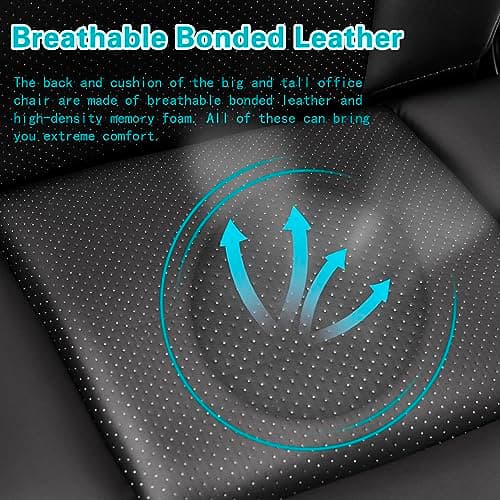 Indulgear 500lbs Big and Tall Office Chair, Heavy Duty Office Chair for Heavy People, High Back Executive Desk Chair with Adjustable Lumbar Support,Quiet Rubber Wheel,Pocket Spring Cushion 5