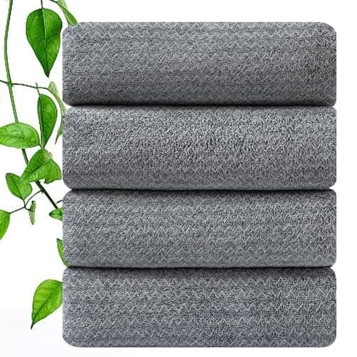 CHINO Bath Towels,4 Piece Large Bath Towels Dark Gray 35"x70" Extra Large Bath Towels Microfiber Soft XL Bath Sheets Super Absorbent Towels for Bathroom Quick Dry Oversized Bath Towels for Family Spa