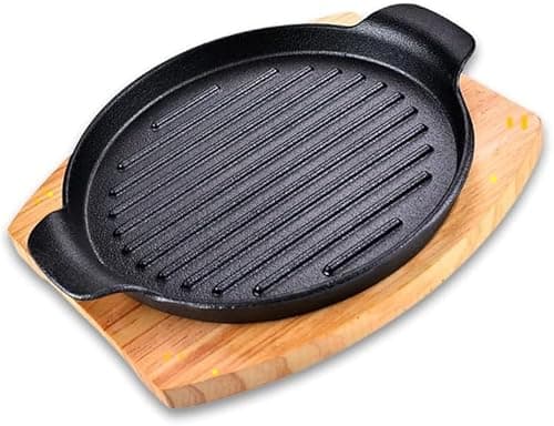 Davnjcka Cast Iron Fajita Plate 10 inch, Skillet Pan, Steak Platter