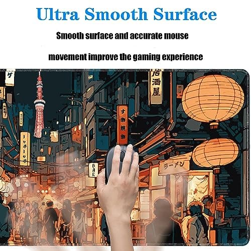 Japanese Street Gaming Mouse Pad Large,Anime Mouse Pad Gaming Mouse Mat Desk Pad,31.5 x 11.8 Desk Mat Anime Mouse Pads for Desk,Extended Keyboard Mousepad with Non-Slip Base and Stitched Edge 5