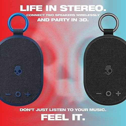 Skullcandy Kilo Wireless Bluetooth Speaker - IPX7 Waterproof Mini Bluetooth Speaker with 24 Hour Battery, Downward Firing Passive Radiator, and True Wireless Pairing - Perfect for Outdoor (Navy) 6