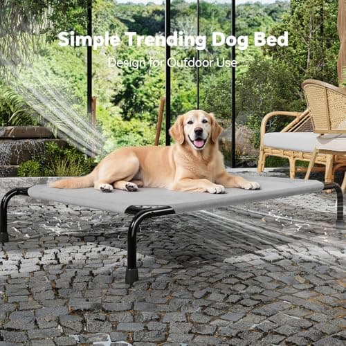 Simple Trending Raised Dog Bed for Large Dogs, Waterproof XL Dog Cot, Outdoor Cooling Elevated Pet Bed Load 200lb, 47.75" x 30.5", Grey 9