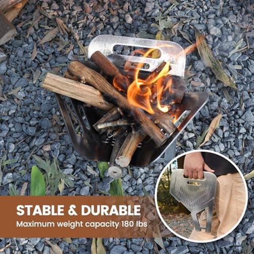 Outdoor Fire Pit Camping Stove Portable - Solo Camping Small Metal Steel Firepit for Outside Hiking or Camping Alone - Wood Burning Pits Campfire Collapsible Fire Pits 5