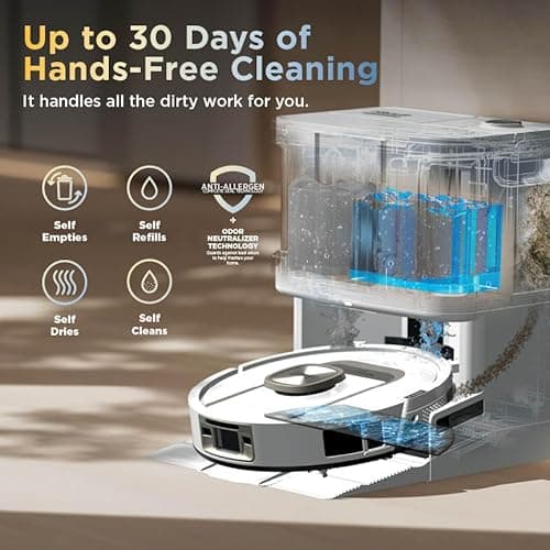 Shark Robot Vacuum & Mop Combo, PowerDetect ThermaCharged NeverTouch Pro, Self-Emptying, Self-Refill with Heated Mop Cleaning, 60-Day Capacity, 30-Day Tank, 6 PowerDetect Technologies, White, AV2900XE 5