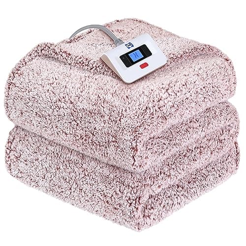 Sealy Electric Blanket Full Size, Soft Sherpa Heated Blanket Single Control with 10 Heating Levels & 1 to 12 Hours Auto-Off Settings Over-Heated Protection 80"x84" Machine Washable, Rust Red