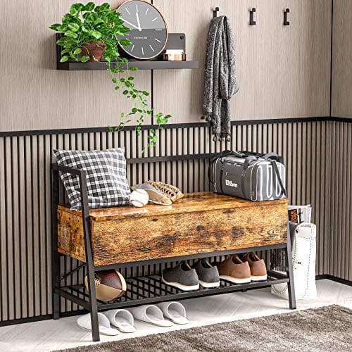 IRONCK Storage Bench, Industrial Shoe Rack Bench with Storage Box, Holds Up to 240 LB Shoe Organizer for Entryway, Bedroom, Closet & Hallway, Entryway Bathroom 6