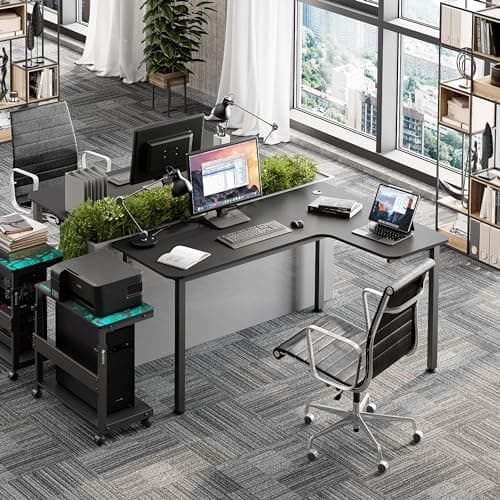 EUREKA ERGONOMIC 60 Inch Black Corner L Shaped Computer Desk, Home Office Gaming Study Work Writing Table Long Large Sturdy Workstation Simple Modern with Metal Legs, Right Side 5