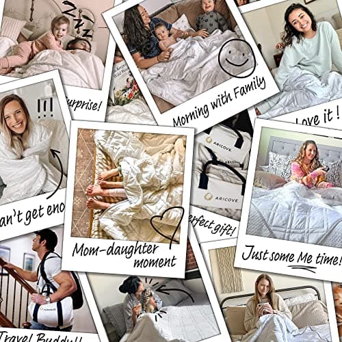 Aricove Cooling Weighted Blanket for Adults, 15 lbs, Full/Queen Size Weighted Blanket, 60x80 inches, Silky Soft Bamboo Viscose, Machine Washable, White 7