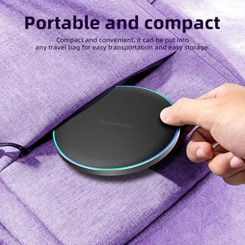 Wireless Charger Compatible with iPhone 17 16 15 14 13 12 11 Pro Max/Mini/Plus/XR/X/8, 15W Max Fast Wireless Charging Pad Mat for Samsung Galaxy S23/S22/S21/S20/S10, Galaxy Buds 5