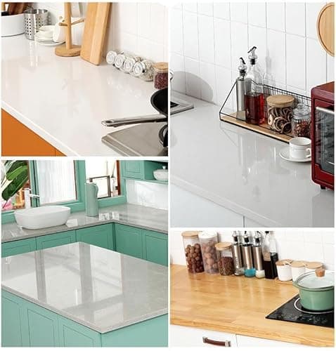 Clear Contact Paper Roll 17.7'' x 118'' Clear Glossy Self-Adhesive Film Cover Removable Protective Film Transparent Liners Drawers Shelves Kitchen Cabinets Desks Fridge Roll 6