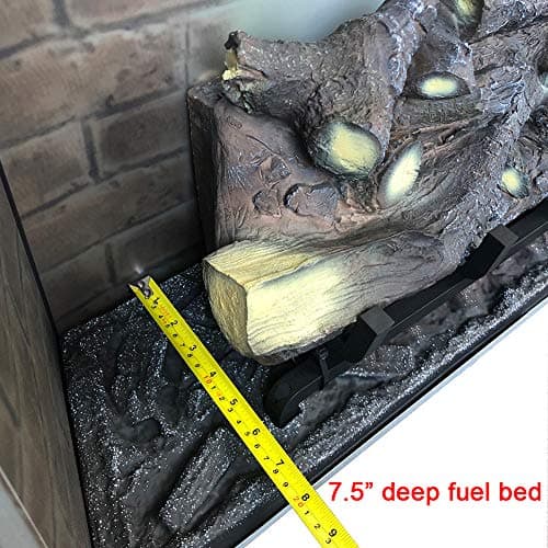 PuraFlame Western Electric Fireplace Insert with Fire Crackling Sound, Remote Control, 750/1500W, Black, 33 1/16 Inches Wide, 25 9/16 Inches High 6