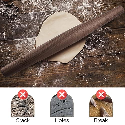 Premium Black Walnut French Style Rolling Pin - Tapered, Non-Stick, Ergonomic Design for Precision Baking, 18 Inches By Top Notch Kitchenware 6