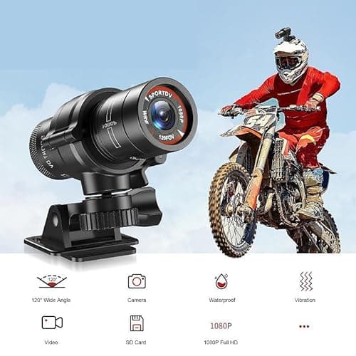 Fonykadpt Bicycle Motorbike Helmet Camera, HD 1080P Sports Action Camera, Motorcycle Helmet Camera Waterproof Bike Video Camera, for Outdoor Wilderness (TF32G) 5