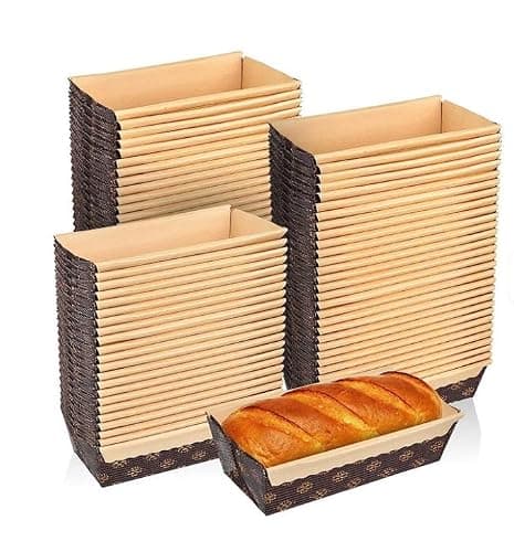 Angel's Peel Lounge Disposable Paper Bread Loaf Pans for Baking – Microwave Oven & Freezer Safe Rectangular Baking Pans for Baking Bread, Small Meatloaf, Cake and Sweets, 7” x 3” x 2”(Pack of 30 PCS)