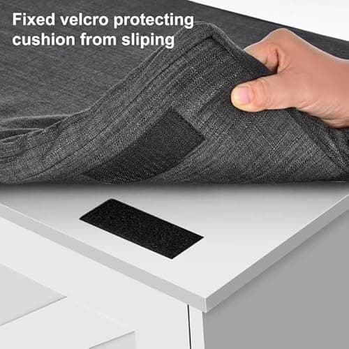 HOMSHO 2-Tier Storage Bench, 39.4" Wide Shoe Bench with Padded Seat Cushion, Entryway Bench with 2 Barn Doors and Adjustable Shelf, White 10