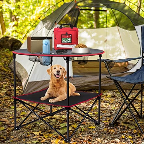 Portable Camping Table Folding Picnic Tables Lightweight Folding Table Waterproof Canvas Beach Table for Outside with 4 Cup Holders & Carry Bags for Camping, Beach, Campfires and Tailgating 5
