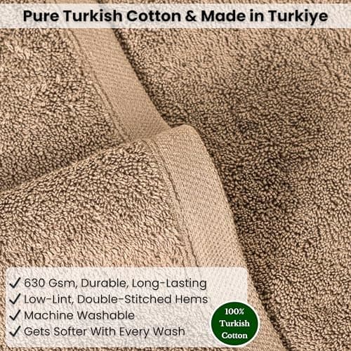 SALBAKOS Luxury 100% Turkish Cotton Bath Sheets 40x80 in Oversized Extra Large Bath Towels Thick Soft Absorbent Turkish Towel for Spa Beach (Pack of 1) (Taupe, Jumbo Bath Sheet) 5