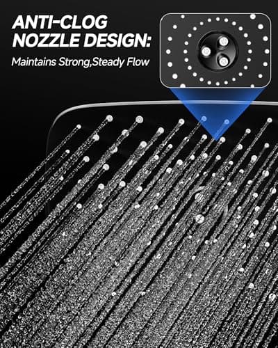 Veken 11.8" Rain Shower Head, Rectangular Rainfall Showerhead with 11" Stainless Steel Exension Arm, Height & Angle Decor Adjustable, High Pressure Shower Heads, Bathroom Accessories, Chrome 5