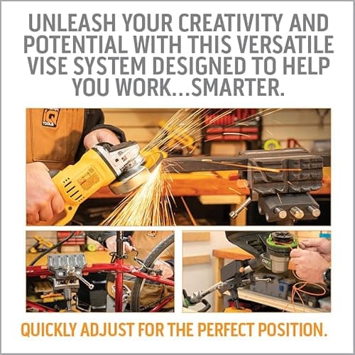 WORK IQ TOOLS 360° Rotating Bench Vise with 5" Jaw Pads - Versatile Woodworking & Pipe Vise for Home Improvement Projects - Compatible with Work Table Workbenches & IQ Connect Accessories 5
