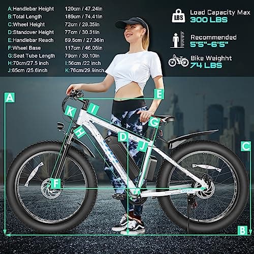 Vivi F26FUL Electric Bike Peak 1000W 26" x 4.0 Fat Tire Electric Bike with 48V 13Ah Removable Battery, 7Speed, Top 26Mph, Cruise Control, Up to 60 Miles, SGS Certified to UL2849 7
