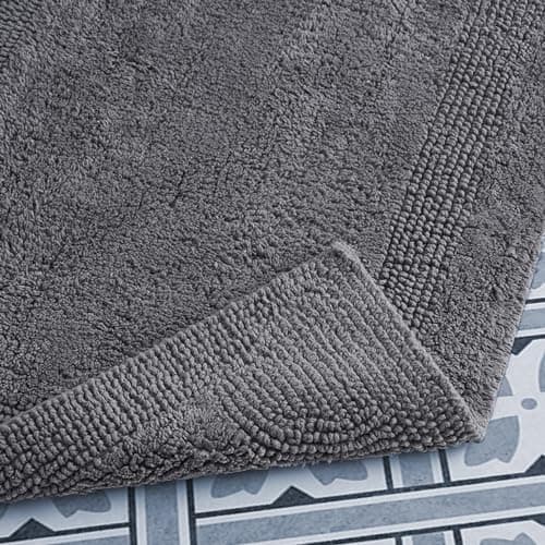 Laura Ashley - Reversible Cotton Bath Mat, Premium Bathroom Décor, Machine Washable Bathroom Rug, Highly Absorbent, 17"x24"/20"x32" 2-Piece Set, Charcoal 3