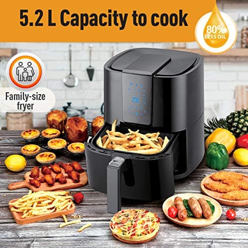 Emerald Air Fryer 1800 Watts w/Digital LED Touch Display & Slide out Pan/Detachable Basket 5.2L Capacity (1804-5.0) 6