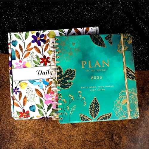 CAGIE 2025 Planner, Weekly and Monthly, January - December 2025, 8.3" x 9.3", Hardcover Spiral Bound, 12 Monthly Tabs, Elastic Closure, Stickers 5